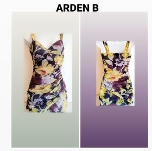 ARDEN B sleeveless floral sheer tunic tank top
